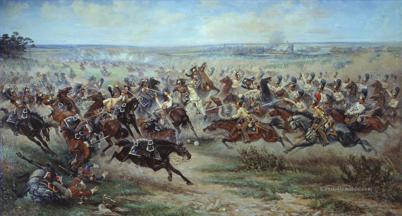 Eine Anklage der russischen Leibwächter am 2 Juni 1807 Viktor Mazurovsky Militärkrieg Ölgemälde